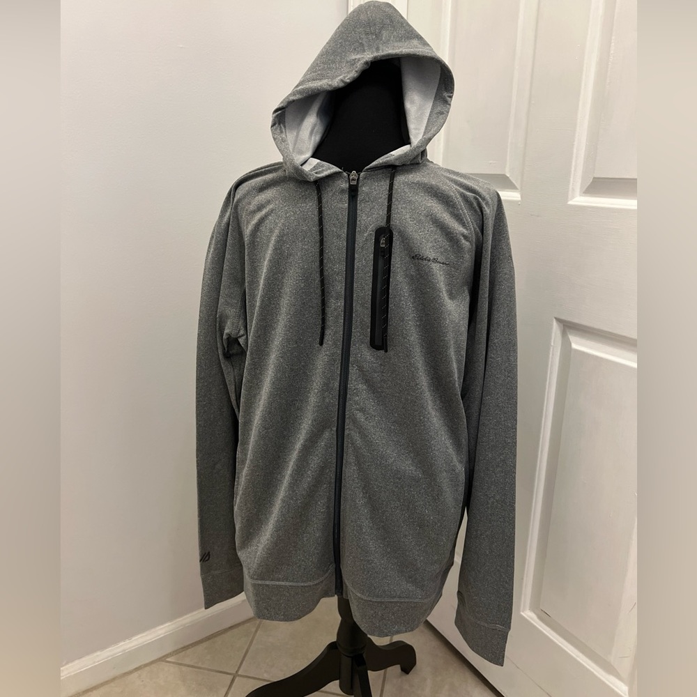 Eddie Bauer motion free dry gray full zip hoodie jacket size L men’s